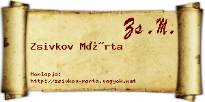 Zsivkov Márta névjegykártya